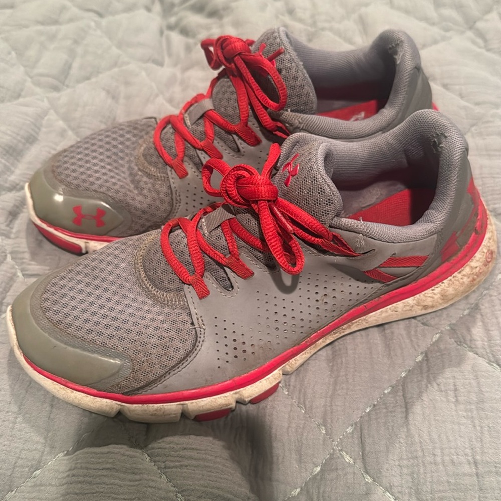 Under armour micro g gray and red sneakers women’s size 9.5